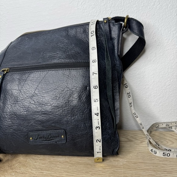 Lucky Brand Navy Blue Leather Crossbody Bag Shoulder Purse‎ Studs and Fringe - Picture 9 of 16